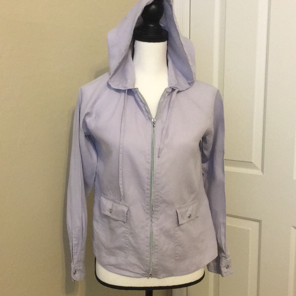 LILY STANHOPE Hooded Lavender Linen Zip Jacket S